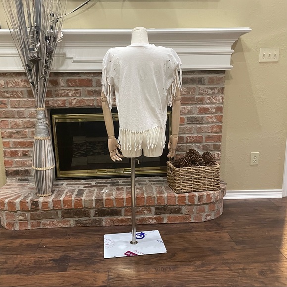 Salsa Calienté “Snorkling Isla Mujeres” distressed fringed crop top / L / EUC - Picture 11 of 11